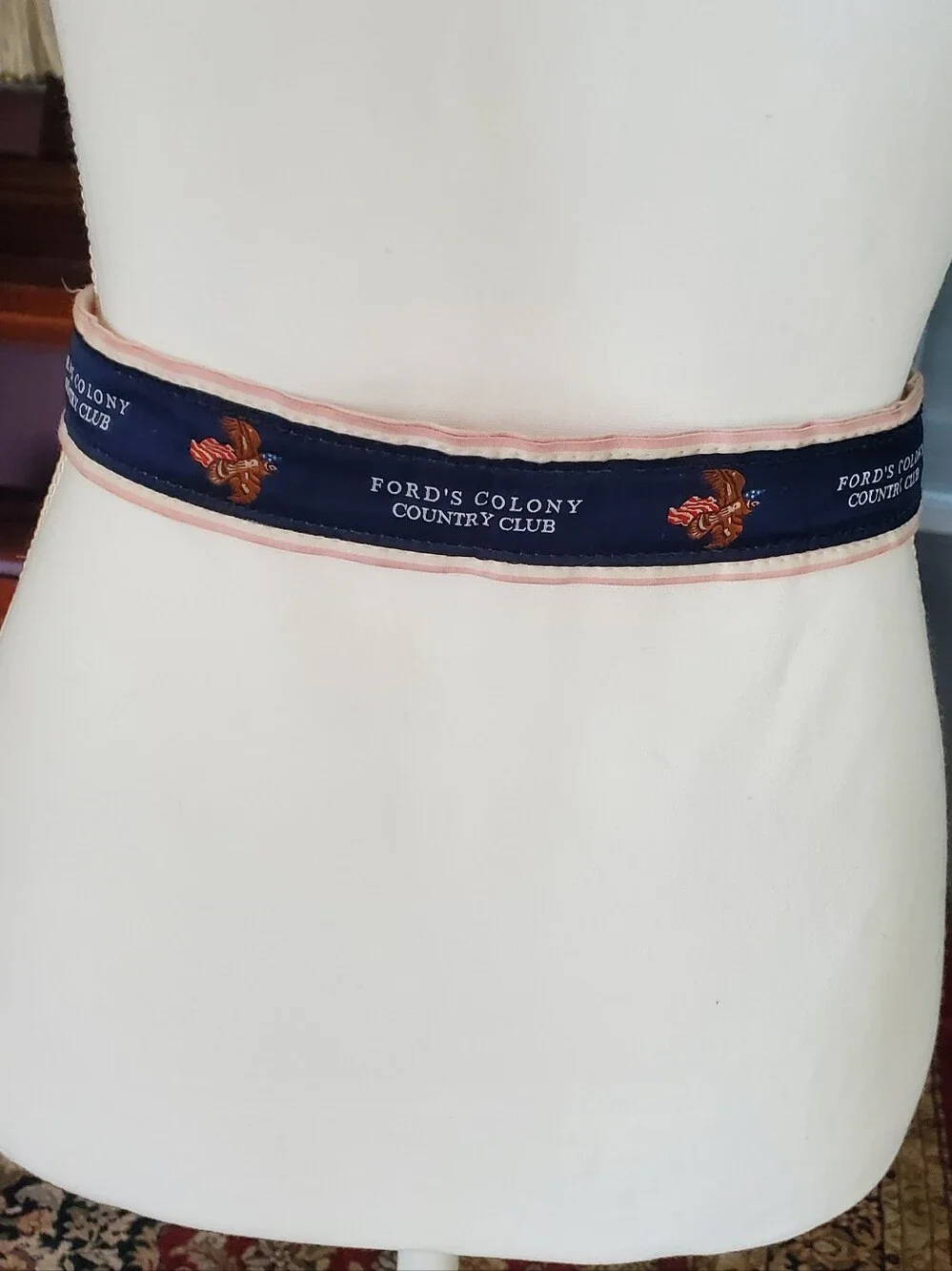 Ford Colony Country Club Navy and Pink Ribbon Golf Unisex Belt. Small.